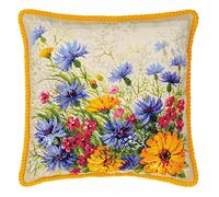 RIOLIS Kit de Broderie au Point de Croix pour Housse de Coussin Motif Champ de Fleurs