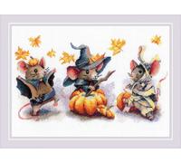 Riolis kit de broderie au point de croix "Souris effrayantes", modèle à compter, 30x21cm