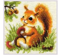 Riolis Kit de point de croix "écureuil", motif à compter, 20x20cm