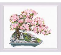 Riolis Kit de point de croix Motif bonsaï fleuri, 30 x 24 cm