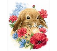 Riolis Kit de point de croix motif lapin en fleurs