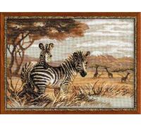 RIOLIS Kit de Point de Croix Motif zèbres dans la Savane