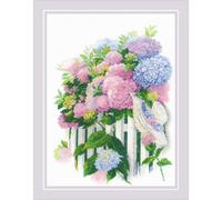 Riolis Kit point de croix Motif hortensia de jardin, 30 x 40 cm