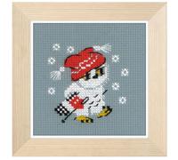 RIOLIS Kit Point de Croix Neige, Coton, Multicolore, 9 x 9 x 0,1 cm