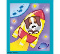 RIOLIS Kit Point de Perle Première dans l'espace, Coton, Multicolore, 15 x 18 x 0,1 cm