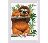 RIOLIS - Paresseux 2213, kits de point de croix animaux 21,3 x 29,9 cm, kits de point de croix pour débutants et avancés, kits de point de croix pour adultes, kits de point de croix comptés, kit de