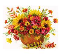 Riolis Point de Croix Set "Fleurs d'Automne", modèle à compter, 30x24cm