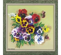 RIOLIS Point Motif pensées. Le Point Bourdon Satin Contenu du, Coton, Multicolore, 20 x 20 x 0,1 cm