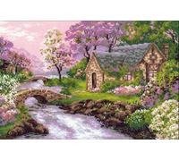 RIOLIS RI-1098 Kit de Broderie au Point de Croix Paysage Printanier Multicolore