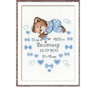 Riolis RI-1124 Kit de Broderie au Point de Croix Naissance Garçon Multicolore