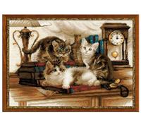 RIOLIS RI-1247 Kit de Broderie au Point de Croix Chatons Multicolore