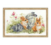 Riolis Ri-1416 Kit De Broderie Au Point De Croix Famille Lapins Multicolore