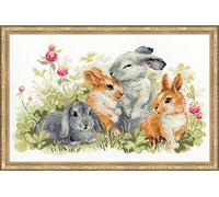RIOLIS RI-1416 Kit de Broderie au Point de Croix Famille Lapins Multicolore