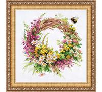 Riolis RI-1456 Kit de Broderie au Point de Croix Couronne de Fleurs des Champs Multicolore