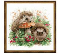 RIOLIS RI-1469 Hérissons Kit de Broderie au Point de Croix Multicolore 25 x 25 cm