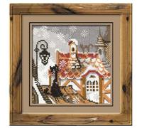 RIOLIS RI-610 Chat des Villes en Hiver Kit de Broderie au Point de Croix Multicolore 13 x 13 cm