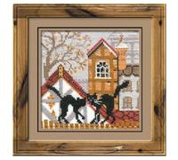 RIOLIS RI-613 Kit de Broderie au Point de Croix Chats des Villes en Automne Multicolore