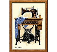 Riolis RI-857 Kit de Broderie au Point de Croix Chat à La Machine à Coudre Multicolore