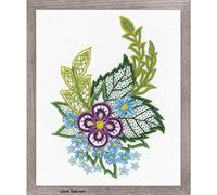 RIOLIS Schéma avec clé bleuets Travail Contenu du, Coton, Multicolore, 15 x 18 x 0,1 cm