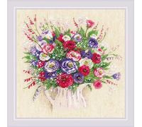 Riolis Set de point de croix "Bouquet avec Eustoma et Gypsophila" ; modèle de comptage, 25x25cm