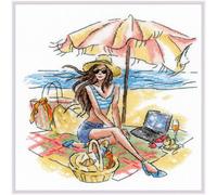 Riolis Set point de croix "Sur la plage", motif à compter, 20x20cm