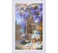 RIOLIS - Spring After E. Bidou 2279, kits de point de croix floral 39,9 x 49,9 cm, broderie pour débutants et avancés, kits de point de croix pour adultes, kit de point de croix compté