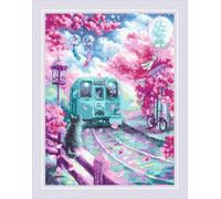 RIOLIS Spring Express 2233, kits de point de croix floral 39,9 x 49,9 cm, kits de point de croix pour débutants et avancés, kits de point de croix pour adultes, kits de point de croix comptés, kit de