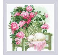 RIOLIS Sweet Dreams 2163 Kit de broderie au point de croix pour les amateurs de chats 39,9 x 39,9 cm, kits de point de croix pour débutants et avancés, kits de point de croix pour adultes, kits de