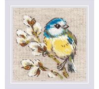 RIOLIS - Titmouse 2244 Kits de point de croix 10,2 x 10,2 cm pour adultes, kits de broderie au point de croix compté, kit de broderie pour débutants et avancés, kits de point de croix nature