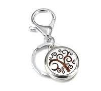 RioMan Porte-clés rond tendance en acier inoxydable avec diffuseur d'huiles essentielles, parfum, aromathérapie, bijoux (1 pièce - 05)