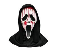 Rionavexa Masque d'horreur d'Halloween avec capuche, masque fantôme pour fête costumée, masque fantôme effrayant pour maison hantée, accessoires de jeu de rôle et fête à thème