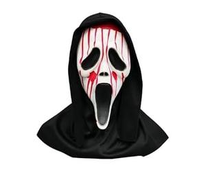 Rionavexa Masque d'horreur d'Halloween avec capuche, masque fantôme pour fête costumée, masque fantôme effrayant pour maison hantée, accessoires de jeu de rôle et fête à thème