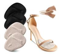 Riootlnm Coussinets métatarsiens pour femme, réduisent les douleurs aux pieds, coussinets antidérapants et réutilisables pour talon haut (beige/noir, 2 paires)