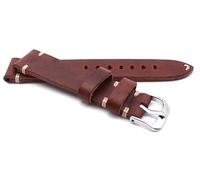 RIOS Bracelet en cuir avec couture blanche 20 mm Style rétro Fait main en Allemagne Marron foncé