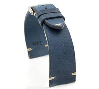 Rios1931 Sagittarius Bracelet de montre vintage en cuir de vachette fabriqué à la main en Allemagne Bleu 22 mm