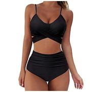 Riou Bikinis 2019 Push up Sexy Ensemble de maillot de bain bohème maillots de bain avec rembourrage brésilien Maillot de bain 2 pièces Tops de bikini vikinis femme - Noir - M