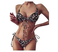 riou Bikinis Femmes 2023 Push Up Patchwork Élégant avec Rembourrage Soutien-gorge Hauts et Culotte Bikini Ensembles Taille Haute Basic Tankinis Baignoires Beachwear Vacances SPA, marron, S