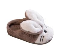 riou Pantoufles de maison pour fille et garçon Original Peluche et semelle dure Chaussures de maison légères douces antidérapantes Pantoufles thermiques Unisexe Adulte Grande taille, Café, 30 EU