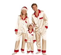 riou Pyjama de Noël familial assorti à motif rennes pour femme/homme/fille/garçon, or, XXXL