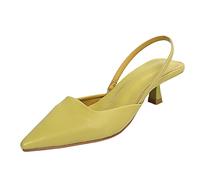 riou Sandales d'été 2024 décontractées PU avec talon fin 5 cm Sandales fermées et pointues élégantes pour femme Boucle Chaussures décontractées confortables habillées à talons pour fête et salon,