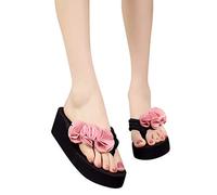 riou Sandales d'été pour femme Talon compensé 2022 Sandales de plage Mules plates légères respirantes Chaussures de maison Bout ouvert Chaussons de bain Sport et plein air, rose, 40 EU