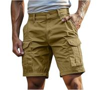 riou Short d'été décontracté en coton pour homme, short d'été décontracté avec plusieurs poches pour travail, course à pied, plage, citronier, XXL