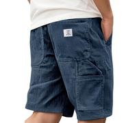 riou Short d'été décontracté en velours côtelé pour homme, style japonais, confortable, avec poche, Bleu marine, 5X-Large