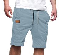 riou Short d'été décontracté pour homme, pantalon court en coton pour sport, jogging, fitness, trekking, plage, sports de plein air, bleu clair, 3XL