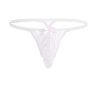 riou String en dentelle noire pour femme Corset porte-jarretelles semi-transparentes String taille moyenne Mode élastique Culotte basse pour femme, blanc, M