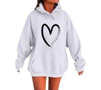 riou Sweatshirt à capuche original pour femme, motif amour, amusant, imprimé, pour le printemps, l'automne et l'hiver, B blanc, XL