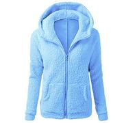 riou Vestes en peluche douce pour femme avec fermeture éclair - Manteau à capuche décontracté - Léger et confortable - Sweatshirt Hoodie - Grande taille Rapa Mjuer - Hiver 2024, Bleu (#35), XL