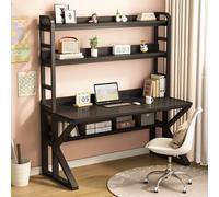 RiouPsithuric Bureau de Jeu Moderne avec clapier - Bureau d'ordinateur de 99 cm avec étagères de Rangement à 3 Niveaux pour Ordinateur Portable et PC, Bureau élégant pour Chambre et Bureau à dom