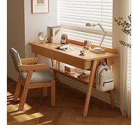 RiouPsithuric Bureau d'écriture moderne du milieu du siècle avec tiroirs et étagère de rangement, poste de travail en bois simple pour étude, apprentissage et travail à distance (78,7 x 50,8 x 78,7 cm