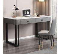 RiouPsithuric Bureau d'ordinateur Compact et Moderne pour Petits espaces - Bureau élégant avec tiroir, idéal pour étudier et Travailler à Distance (Gris)